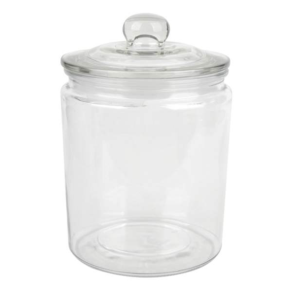 Clear Glass Canister with Round Knob Glass Lid, 28oz
