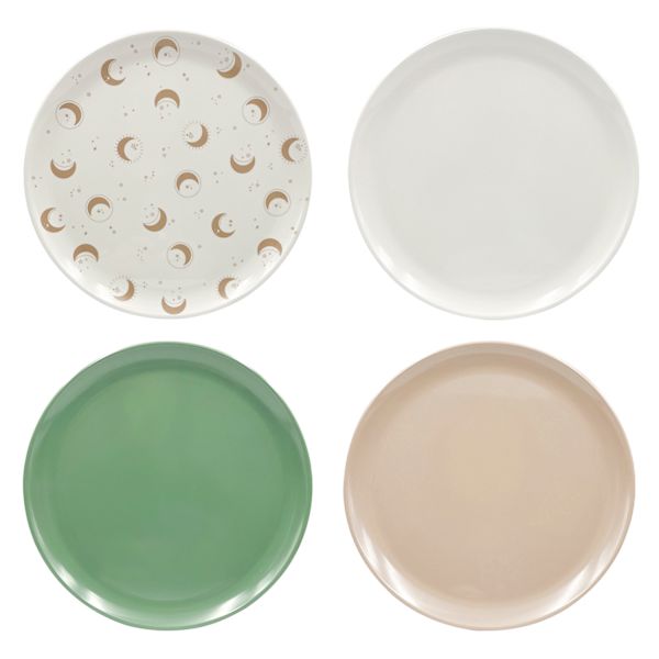 Set of 4 Celestial Multicolor Melamine Dinner Plates, 10"