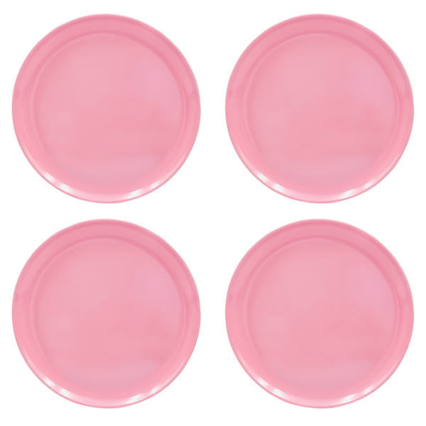 Set of 4 Solid Pink Melamine Dinner Plates, 10"