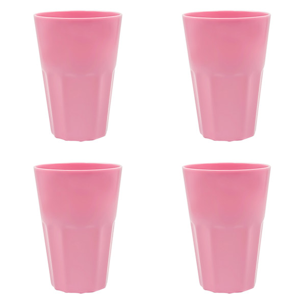Set of 4 Solid Pink Melamine Tumblers, 13oz