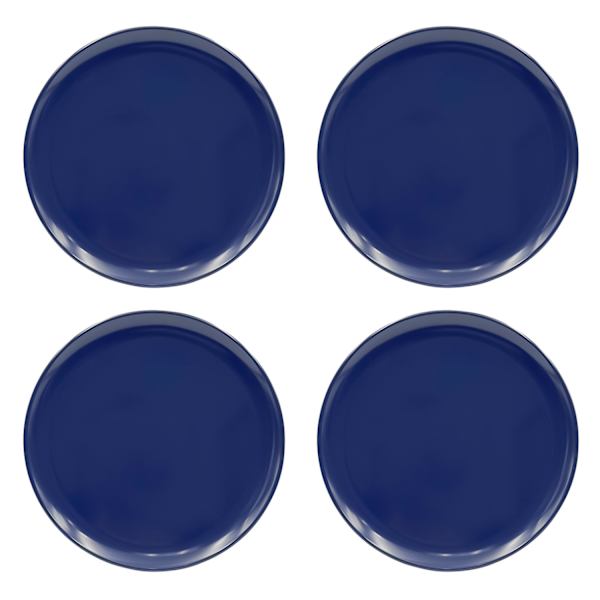 Set of 4 Solid Blue Melamine Dinner Plates, 10"