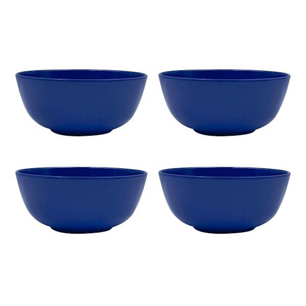 Set of 4 Solid Blue Melamine Bowls, 6"
