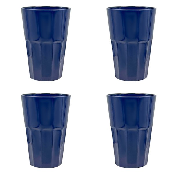 Set of 4 Solid Blue Melamine Tumblers, 13oz