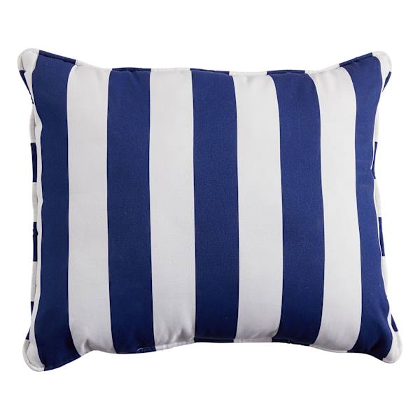 Providence Navy Blue Awning Striped Outdoor Corded Back Cushion