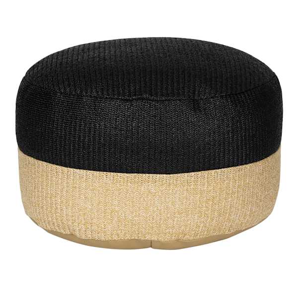 Crosby St. Black & Tan Color Block Hermosa Outdoor Pouf, 23"