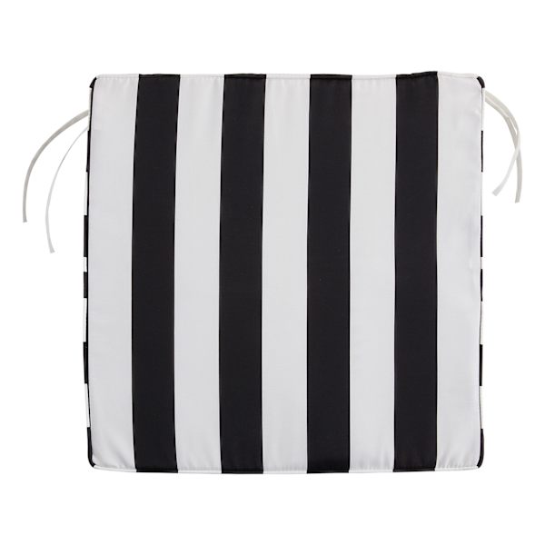 Providence Black Awning Stripe Outdoor Deep Seat Cushion