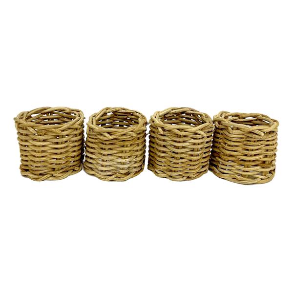 Set of 4 Natural Rattan Napkin Rings
