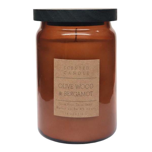 Honeybloom Olive Wood & Bergamot Scented Jar Candle, 18oz