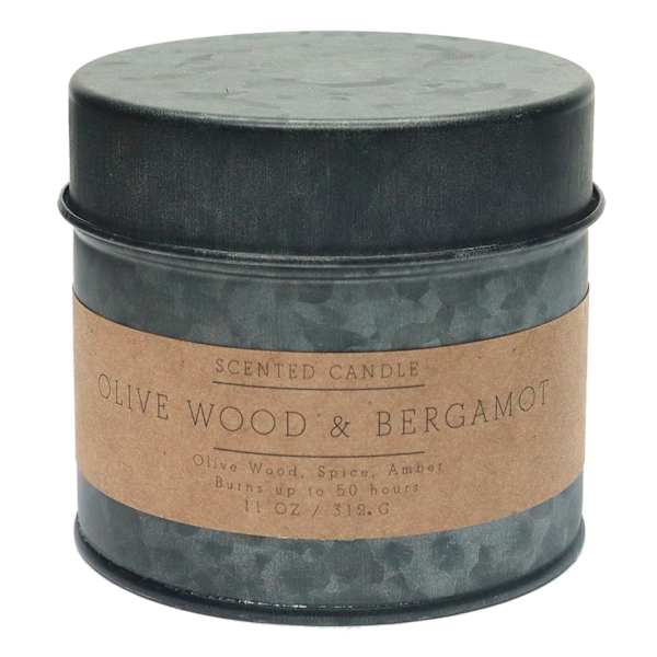 Honeybloom Olive Wood & Bergamot Scented Tin Candle, 11oz