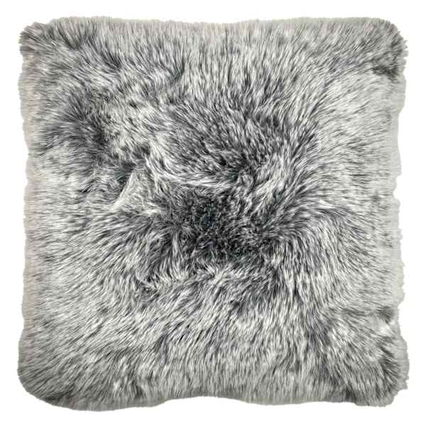 Grey Tipped Faux Fur Throw Pillow, 24"