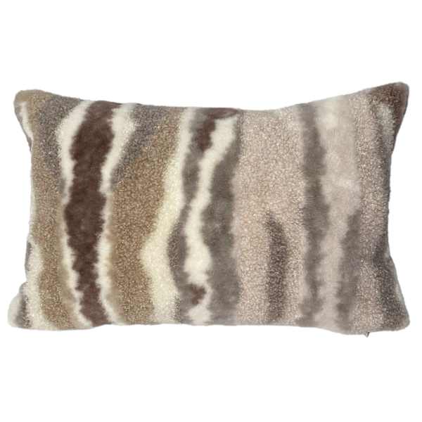 Multi-Textured Marble Faux Fur Throw Pillow, 14x20