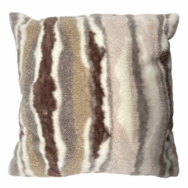 Multi-Textured Marble Fur Throw Pillow, 24"