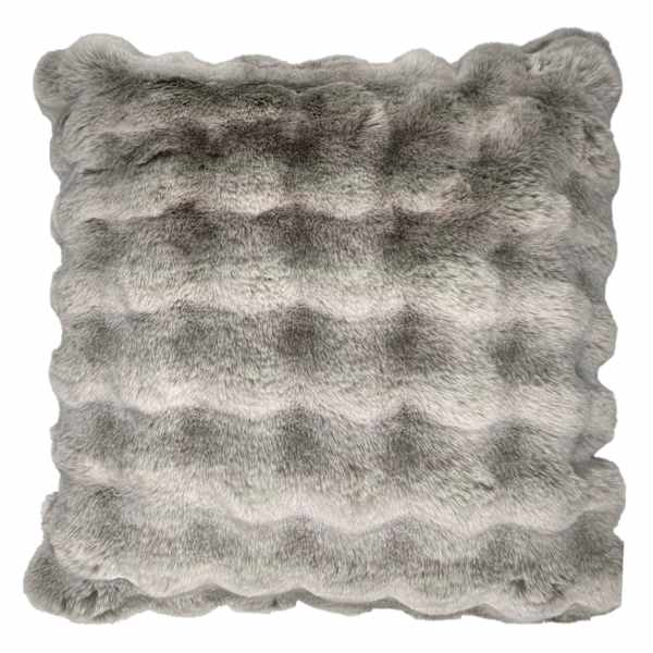 Greige Luxury Pom-Pom Faux Fur Throw Pillow, 24"