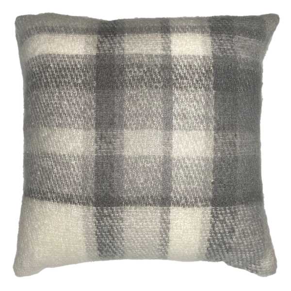 Honeybloom Blue Plaid Mohair Throw Pillow, 18"
