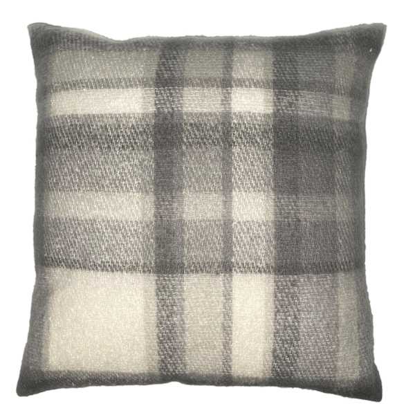 Honeybloom Blue Plaid Mohair Throw Pillow, 24"