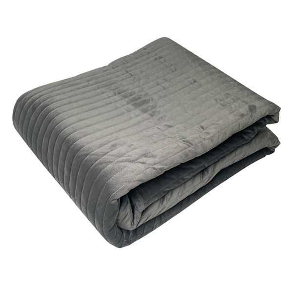 Honeybloom 3-Piece Dark Grey Velvet Quilt Set, Full/Queen