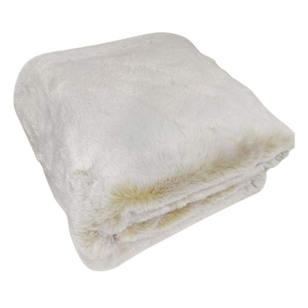 Ivory Luxury Chinchilla Faux Fur Throw Blanket, 50x60