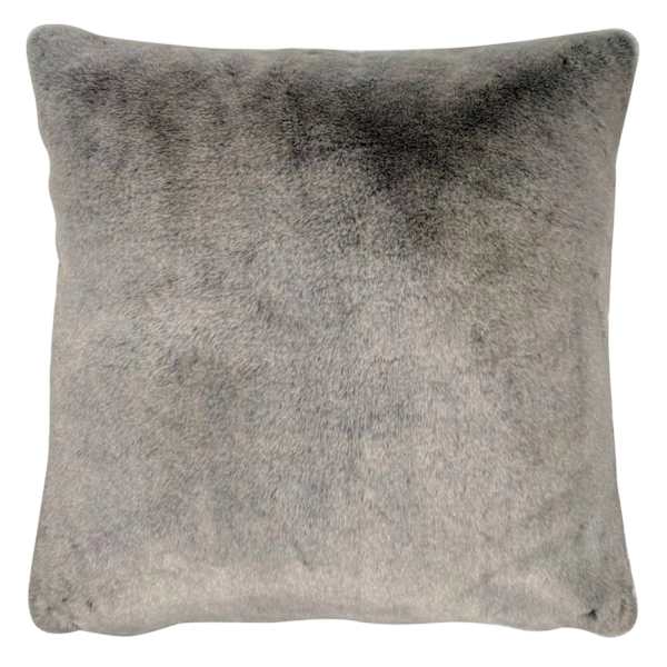 Grey Luxury Chinchilla Faux Fur Euro Throw Pillow, 24"