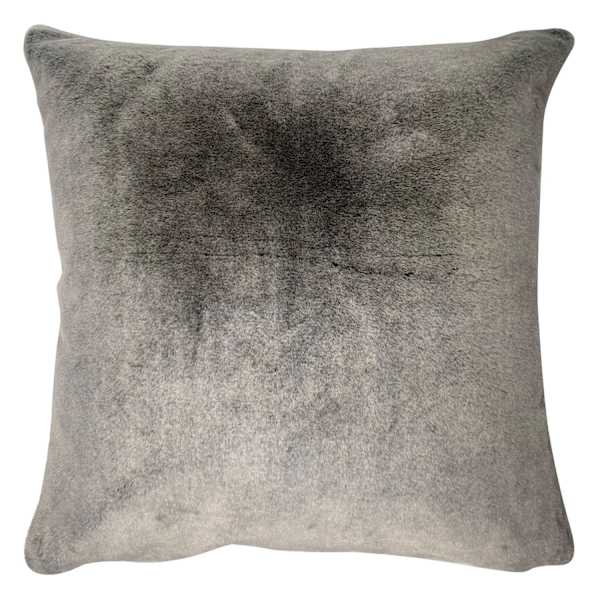 Grey Luxury Chinchilla Faux Fur Throw Pillow, 18"