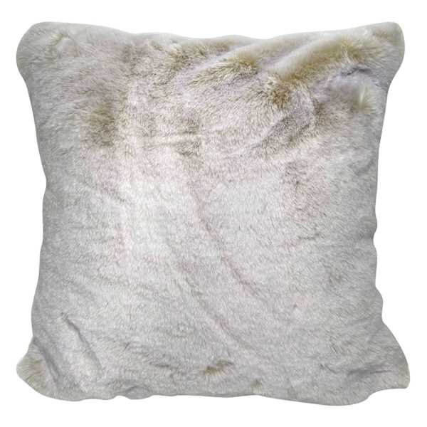 Ivory Luxury Chinchilla Faux Fur Throw Pillow, 18"