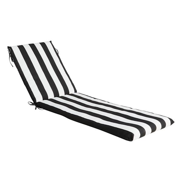 Providence Black Awning Stripe Outdoor Chaise Lounge Cushion