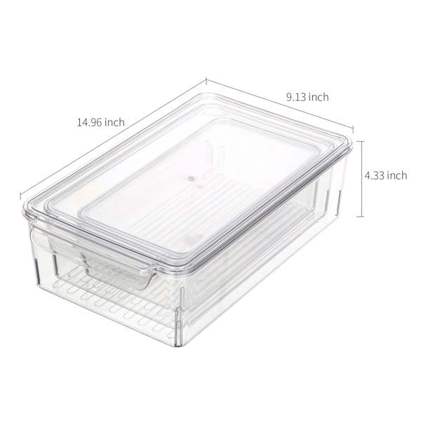 3-Piece Clear Fridge Organizer, Large