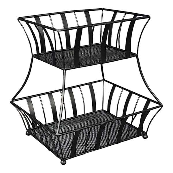 2-Tier Black Metal Fruit Basket