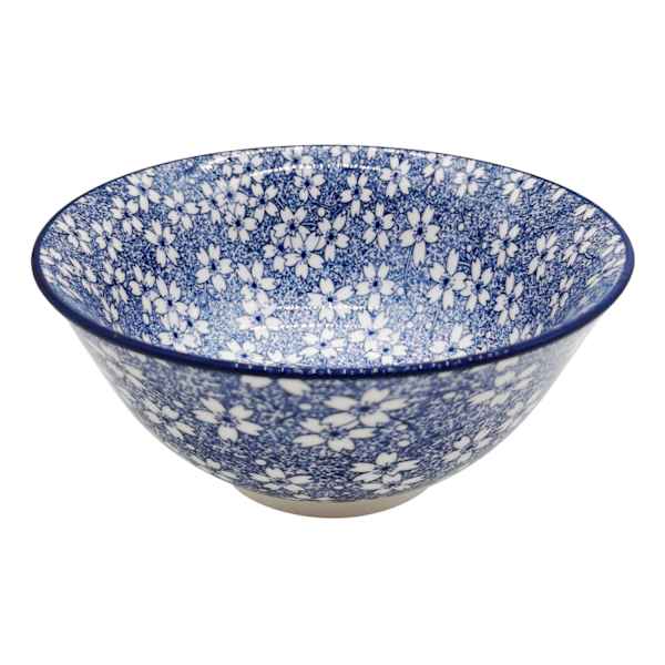 Blue & White Ditsy Floral Print Ceramic Bowl