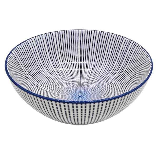 Blue & White Geo Print Ceramic Bowl