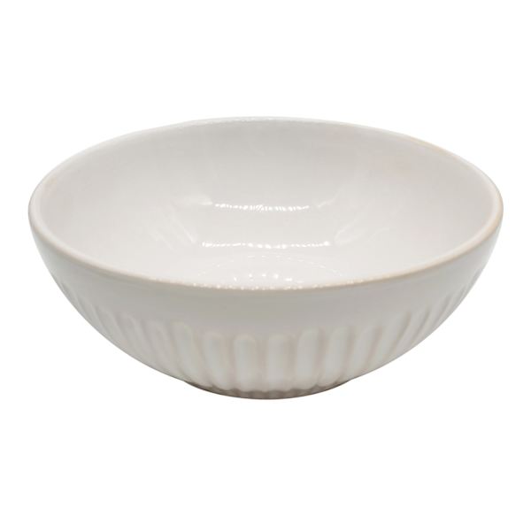 Honeybloom Ribbed White Ceramic Serving Bowl, 10"