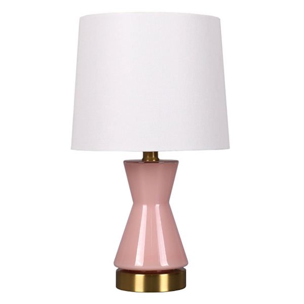 Light Pink Hourglass Mini Table Lamp with Shade, 15"