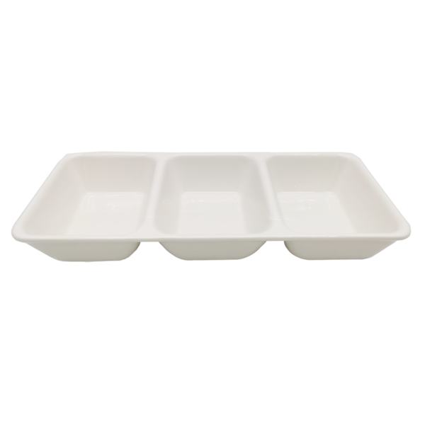 Bistro 3-Section White Ceramic Server