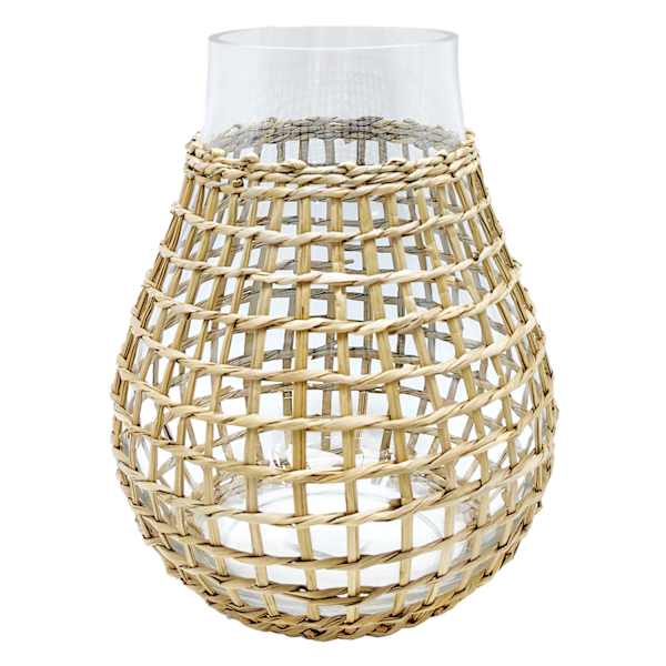 Ty Pennington Woven Grass Wrapped Glass Vase, 10"
