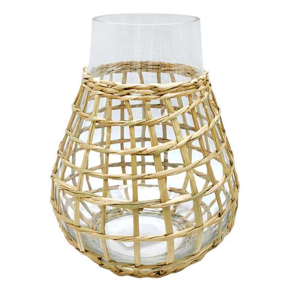 Ty Pennington Woven Grass Wrapped Glass Vase, 8"