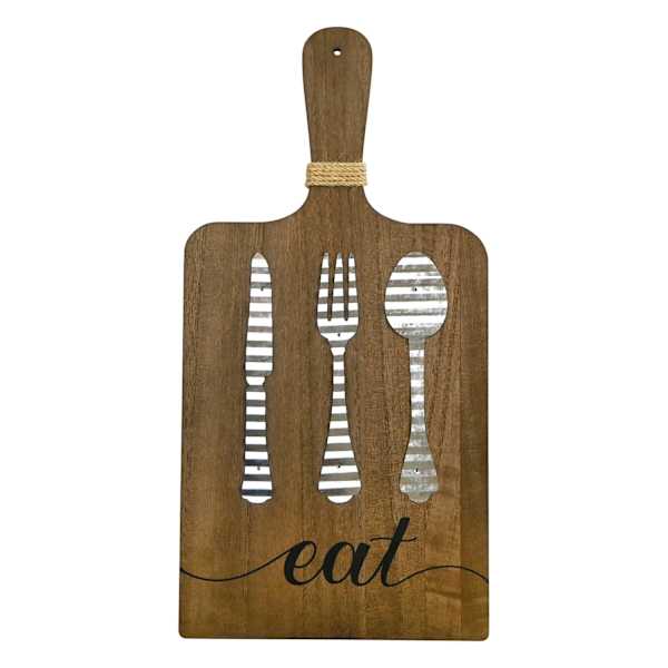 Eat Paddle With Utensils Wall Decor, 9x18