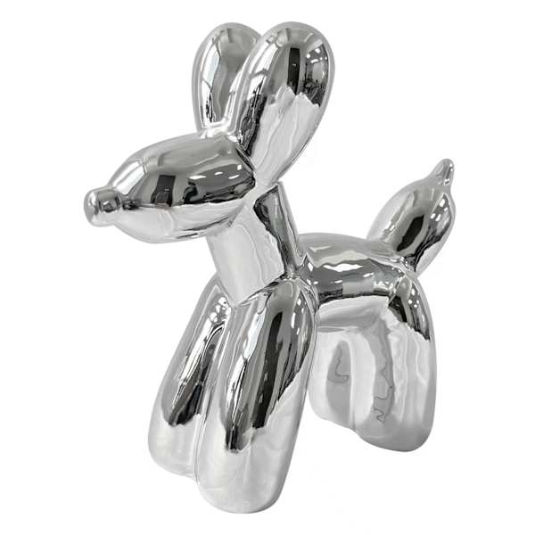 Silver Ceramic Dog, 6.5"