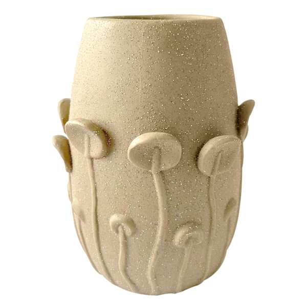 Honeybloom Brown Mushroom Ceramic Vase, 7"