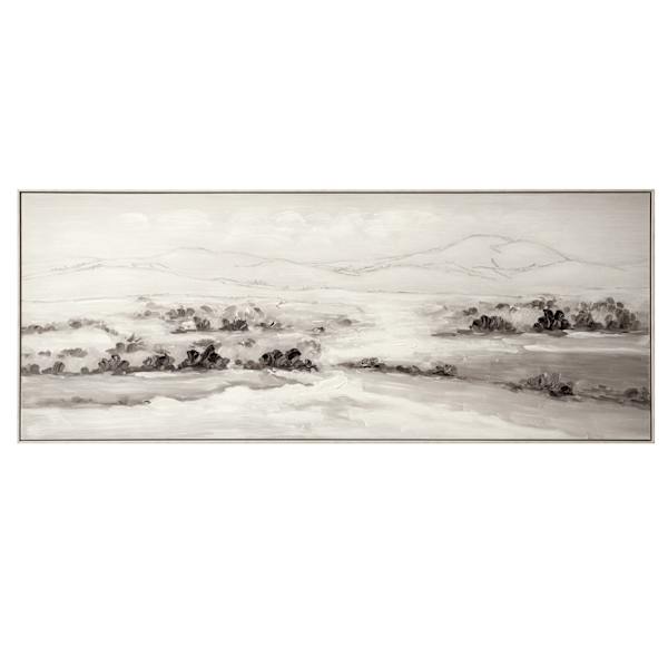 Ty Pennington Landscape Oil Painting with White Wood Grain Frame Wall Art, 71x28