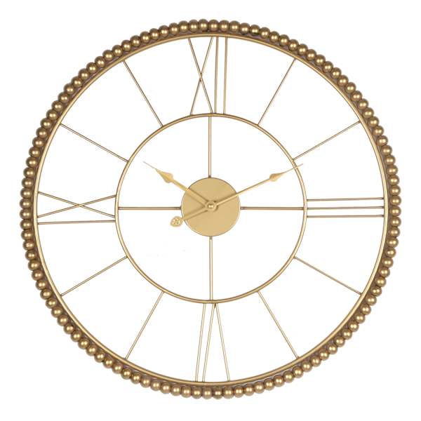 Providence Gold Beaded Metal Round Wall Clock, 24"