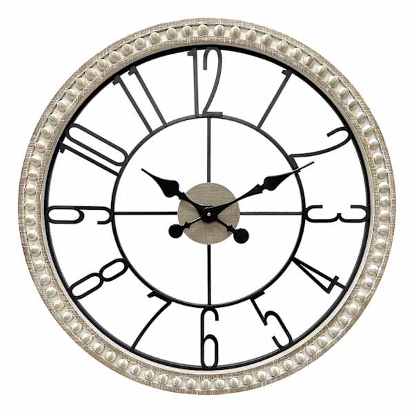 Honeybloom Wooden Beaded & Metal Round Wall Clock, 27"