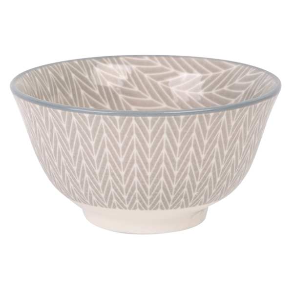 Grey Herringbone Printed Bowl, 11oz