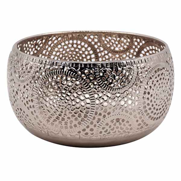Found & Fable Silver Punched Metal Decorative Bowl, 7"