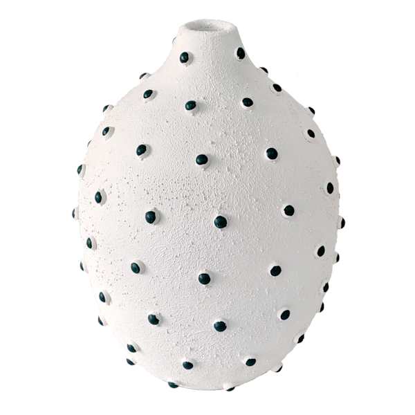 Found & Fable White & Black Vase, 9"