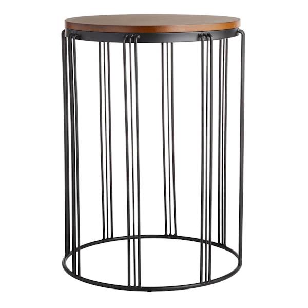 Wooden Top & Black Metal Plant Stand, Large