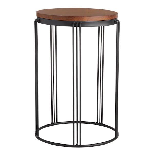 Wooden Top & Black Metal Plant Stand, Small