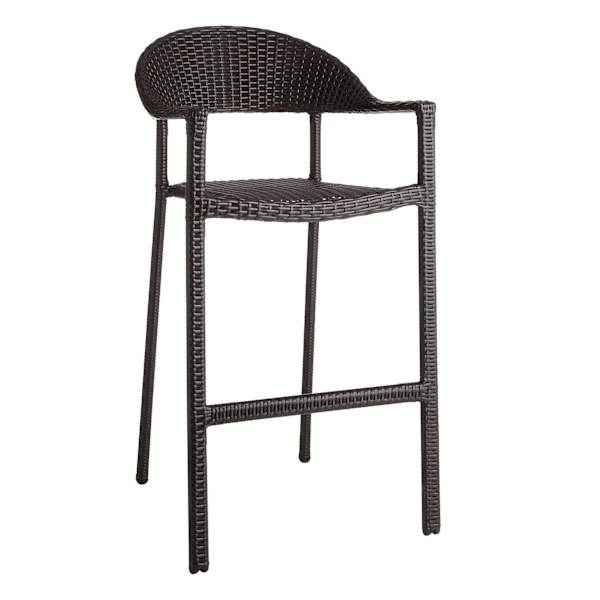 Woodhill Round Back Wicker Barstool, Brown