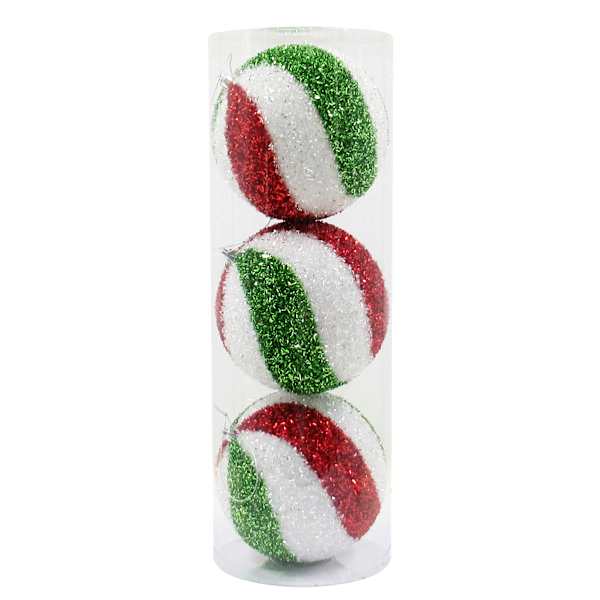 The Elf on the Shelf® 3-Count Green, Red & White Striped Tinsel Ornaments, 150mm