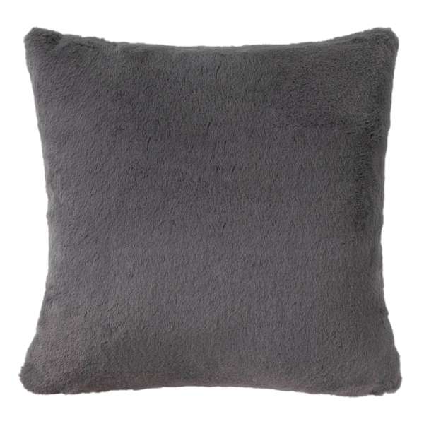 Bristol Dark Grey Faux Fur Throw Pillow, 18"