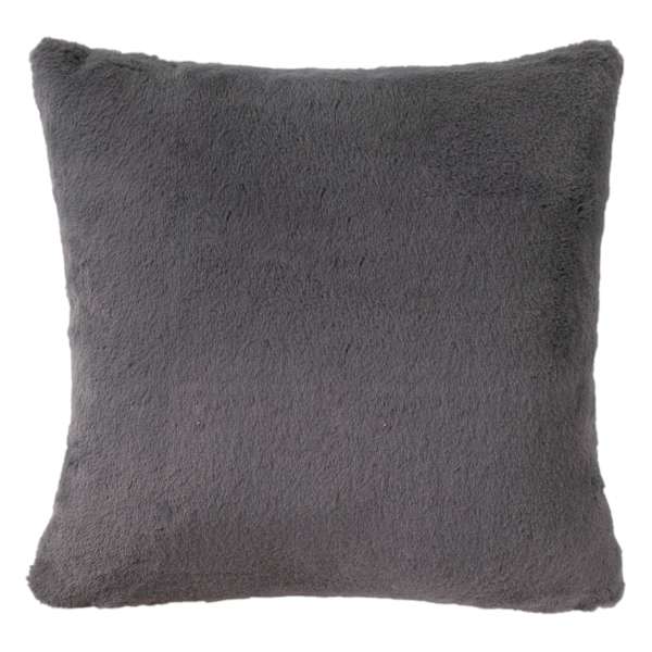 Bristol Dark Grey Faux Fur Throw Pillow, 24"
