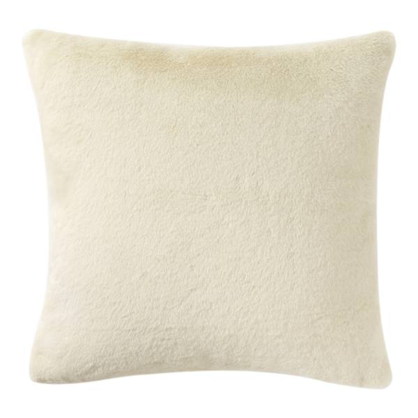 Bristol Cream Faux Fur Throw Pillow, 24"